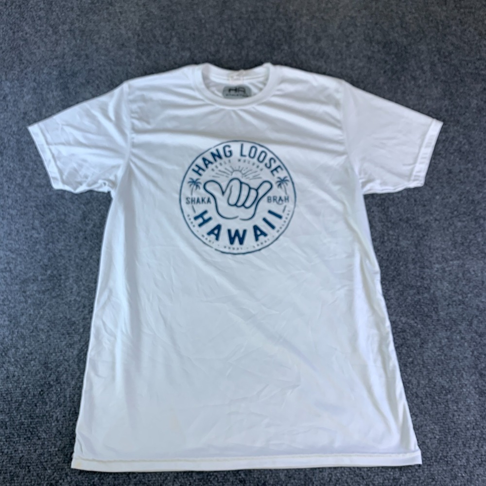 Pacific Hawaiian Athletics Shaka Brah T-Shirt Mens Medium White Graphic Print